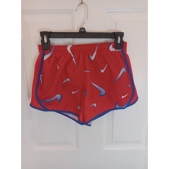 Nike Girls Dri-Fit Tempo Allover Swoosh Print Running Shorts Lined Large Look - Picture 5 of 8